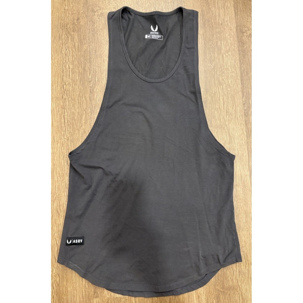 ASRV Tank Top Mens Medium Gray Cut Off Athletic Performance Muscle Tee Gym